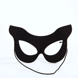 Minimalist black cat ear eye mask with elastic strap for Halloween party costume events