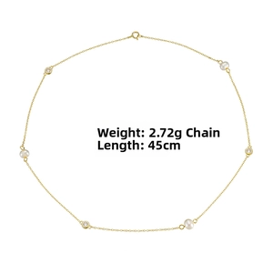 Detail of silver pearl necklace showing weight 2.72g and 45cm length on white base