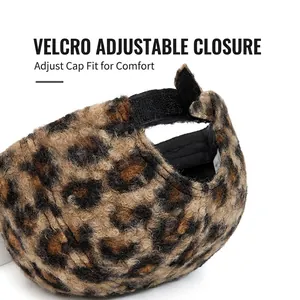 Leopard print plush baseball cap with adjustable velcro strap for a custom fit