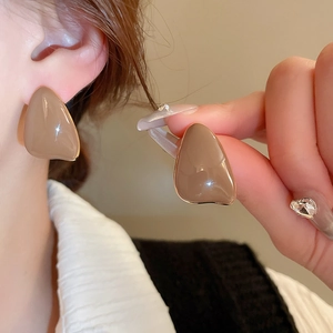 Vintage irregular triangle drip glaze earrings with gold trim for women