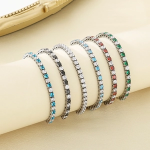 Adjustable Tennis Bracelet Stainless Steel Colorful Cubic Zirconia Elegant INS Style Hand Jewelry For Women Men