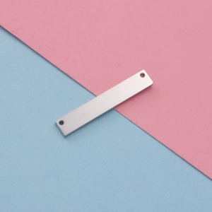 Polished rectangle stainless steel blank bar connector with dual holes for DIY jewelry