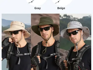 Détails du filet respirant et des boutons pressions sur les chapeaux de soleil outdoor