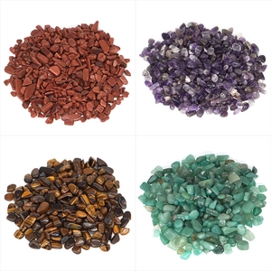 Polished natural crystal chips including Amethyst Tiger Eye and Aventurine set