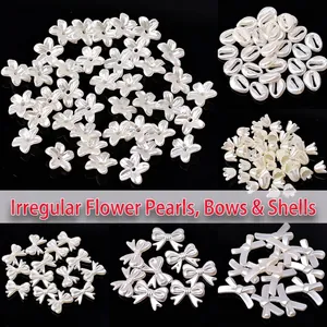 Elegant White Faux Artificial Pearl Beads Flower Shell Bowknot Shapes Acrylic Loose Charms For DIY Handcraft Jewelry Making