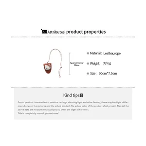 Detail of Hello Kitty cartoon leather eyeglass holder necklace with brown strap