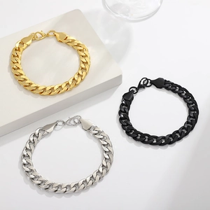 Unisex Hip Hop Cuban Link Bracelet Personalized Metal Curb Chain Bracelet Minimalist Jewelry With Lobster Clasp For Men Women