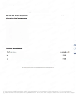 Official REACH compliance report showing safe lead and cadmium levels for steel rings