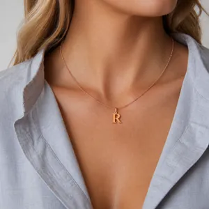 Stainless Steel Alphabet Pendant Necklace For Women Gold Silver Satellite Bead Clavicle Chain Initial Name Jewelry Gift