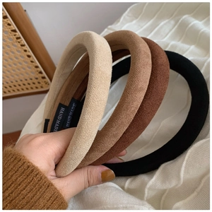 Brown suede headband set in beige, tan, coffee and black colors for a vintage autumn look