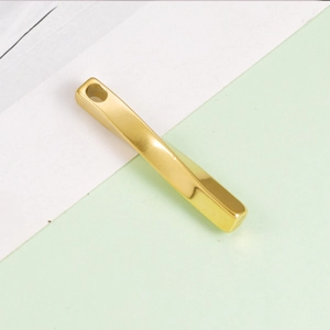 Polished gold twisted geometric bar pendant in stainless steel for jewelry making