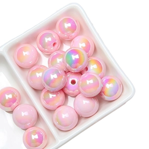 Lustrous pink AB coated acrylic round beads for DIY jewelry and bracelet making