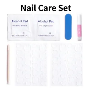 7-piece professional nail tool kit with glue, file, alcohol pads and adhesive tabs