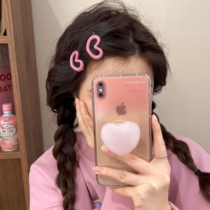 Pince à cheveux rose en forme de cœur, clip bec de canard sans trace couleur Morandi