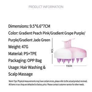 Gradient scalp massage brush with soft TPE bristles for hair washing and deep cleaning