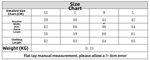 Detailed size chart for pink striped long sleeve mini dress including XS to L measurements