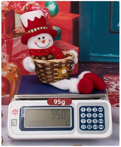 Detailed view of large snowman themed candy basket weighing 95g for Christmas decor