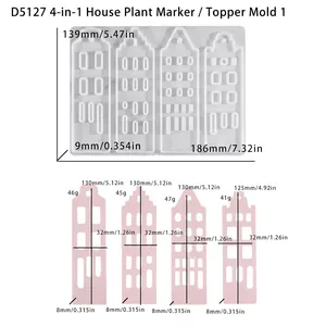 Dettaglio stampo in silicone a 4 cavità casa 186x139x9mm per resina fai-da-te e candele
