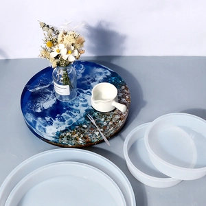 Large round silicone mold for DIY ocean theme resin river table with stones