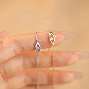 925 Sterling Silver Evil Eye Bracelet For Women Minimalist Zirconia Inlaid Adjustable Chain Gold Silver Plated Jewelry Gift