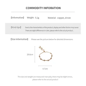 Detail specifications of zircon flower bracelet made of copper material and weighing 5.1g