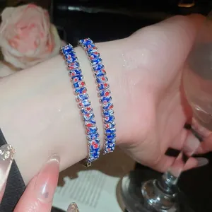 Ensemble de bracelets de tennis en zircon bohème avec motifs floraux en émail coloré