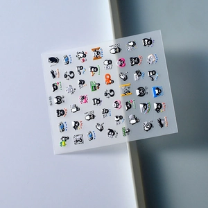 5D embossed cartoon penguin nail art stickers with cute skiing motifs and 3D textures