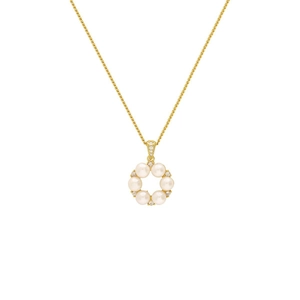 French baroque natural freshwater pearl pendant necklace on minimalist gold chain link