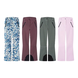 Pantaloni da sci da donna impermeabili con motivi floreali e geometrici e rinforzi