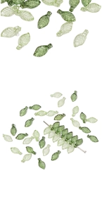 Macro shot of green acrylic leaf beads showing detailed vein texture for DIY jewelry making
