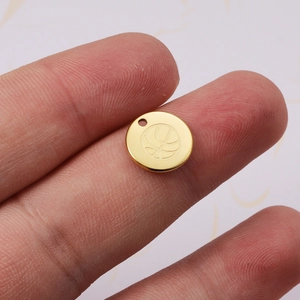 Polished 18K gold plated stainless steel basketball charm pendant for DIY jewelry