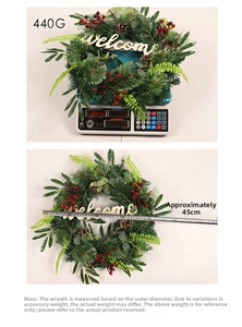 Detailed dimensions of Christmas wreath with 45cm diameter and 440g weight measurement