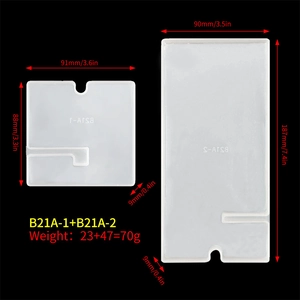 Detailed size measurement of rectangle silicone phone holder mold set with dimensions