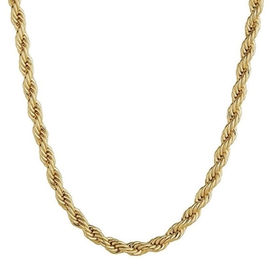 Classic 18K gold plated stainless steel twist rope chain necklace for everyday wear