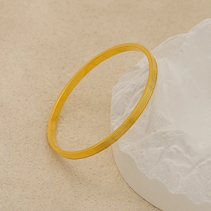 Minimalist Stripe Bangle For Women 18K Gold Plated Stainless Steel Grooved Texture Elegant Hand Jewelry Accessory