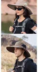 Detail eines Outdoor-Hutes mit Mesh-Belüftung und verstellbarem Kinnriemen für Wanderer