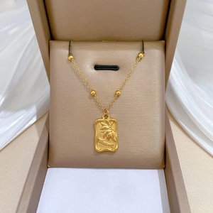 Sunflower Pendant Necklace Vincent Gold Plated Stainless Steel Minimalist Beaded Clavicle Chain Jewelry For Women