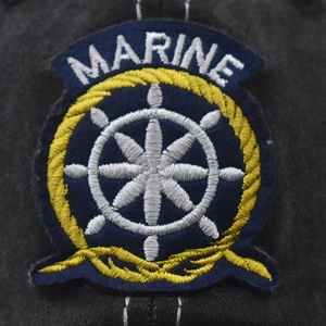 Navy Marine embroidered baseball cap in washed dark grey cotton with anchor shield patch