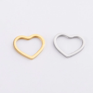 Polished gold and silver hollow heart pendants for DIY jewelry making and accessories