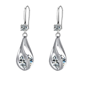 Elegant Teardrop Dangle Earrings Hollow Alloy Zircon Inlay With Stainless Steel Earring Post For Women Wedding Jewelry