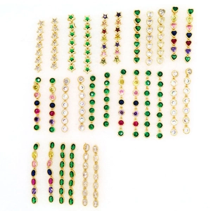 Luxury Copper Zirconia Long Drop Earrings For Women Geometric Heart Star Shape Multicolor Dangle Earrings Jewelry Gift