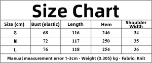 Size chart for women's ruffle waist dress with bust, length, and shoulder measurements