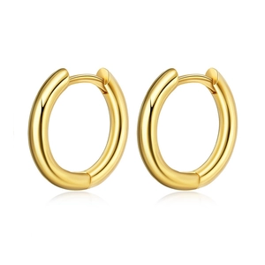 Minimalist 18K gold plated stainless steel hoop earrings in polished finish