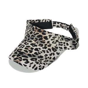 Women's leopard print open-top sun hat with adjustable strap for outdoor protection