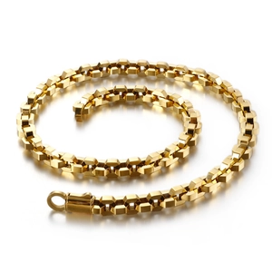 Men Stainless Steel Hexagonal Chain Necklace Hip Hop Industrial Geometric Heavy Duty Masculine Jewelry