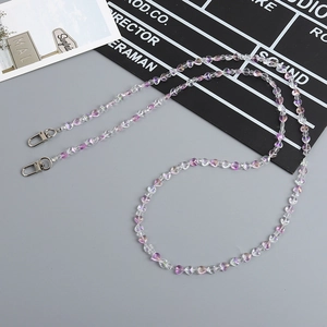 Fashionable colorful heart beaded phone strap and bag charm with metallic spring clasps