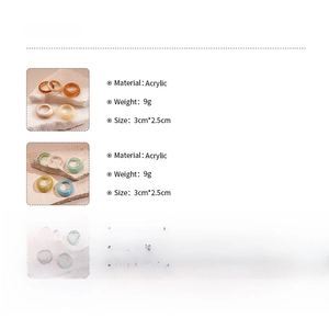 Detail showing acrylic ring specs with a weight of 9g and size 3cm by 2.5cm