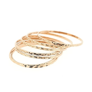 Set of stackable rose gold diamond-cut pattern titanium steel bracelets for women