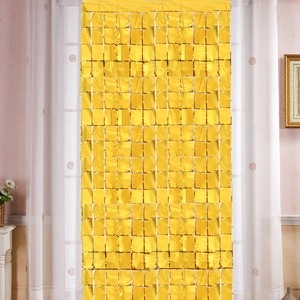 Metalen Vierkante Folie Franjegordijn Glimmende Muur Achtergrond Voor Verjaardag Bruiloft Feest Decoratie Goud Regengordijn