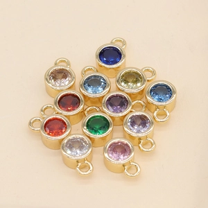 DIY colorful round gemstone pendants in 14k gold-plated frames for jewelry making